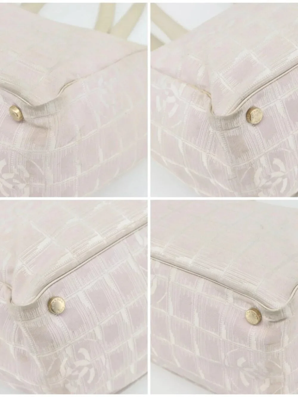 CHANEL New Travel Line Tote Bag Nylon Pink Gold CC Auth 176440